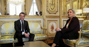 President Emmanuel Macron meets with Marine Le Pen