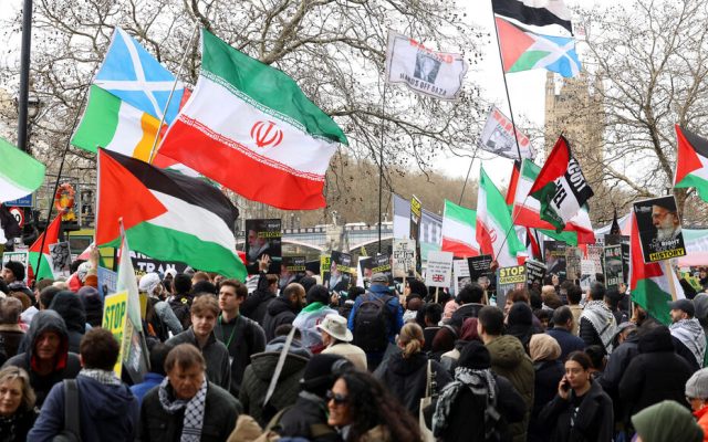 Static protest to mark Al-Quds Day in support of the Palestinian people, in London